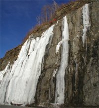 Ice Climbing along the highway.